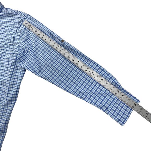 Peter Millar Performance Shirt XXL Blue Check Roll Tab Seaside Plaid Vented NWT - Picture 13 of 14
